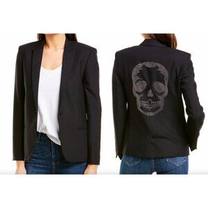 $448 Zadig & Voltaire Black Studded Skull Blazer Vedy Jacket size FR 40/6-8